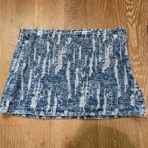 Zara Blue and White Patterned Mini Skirt
